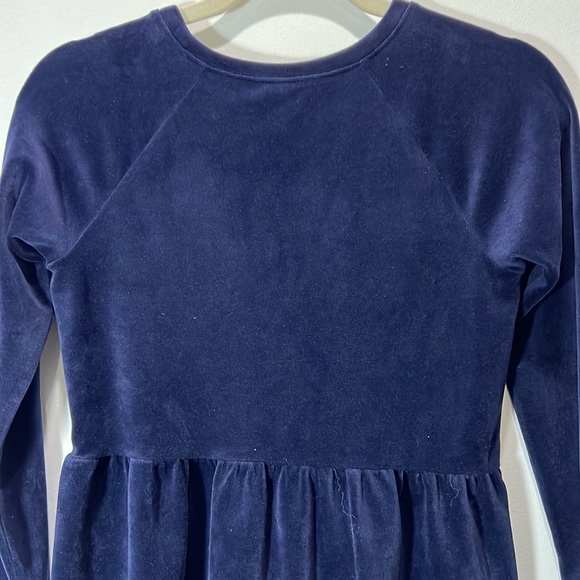 Like New Tea Collection Girl Ruffle Velour Navy Blue Tonic / Dress, size: 12 - Picture 2 of 6